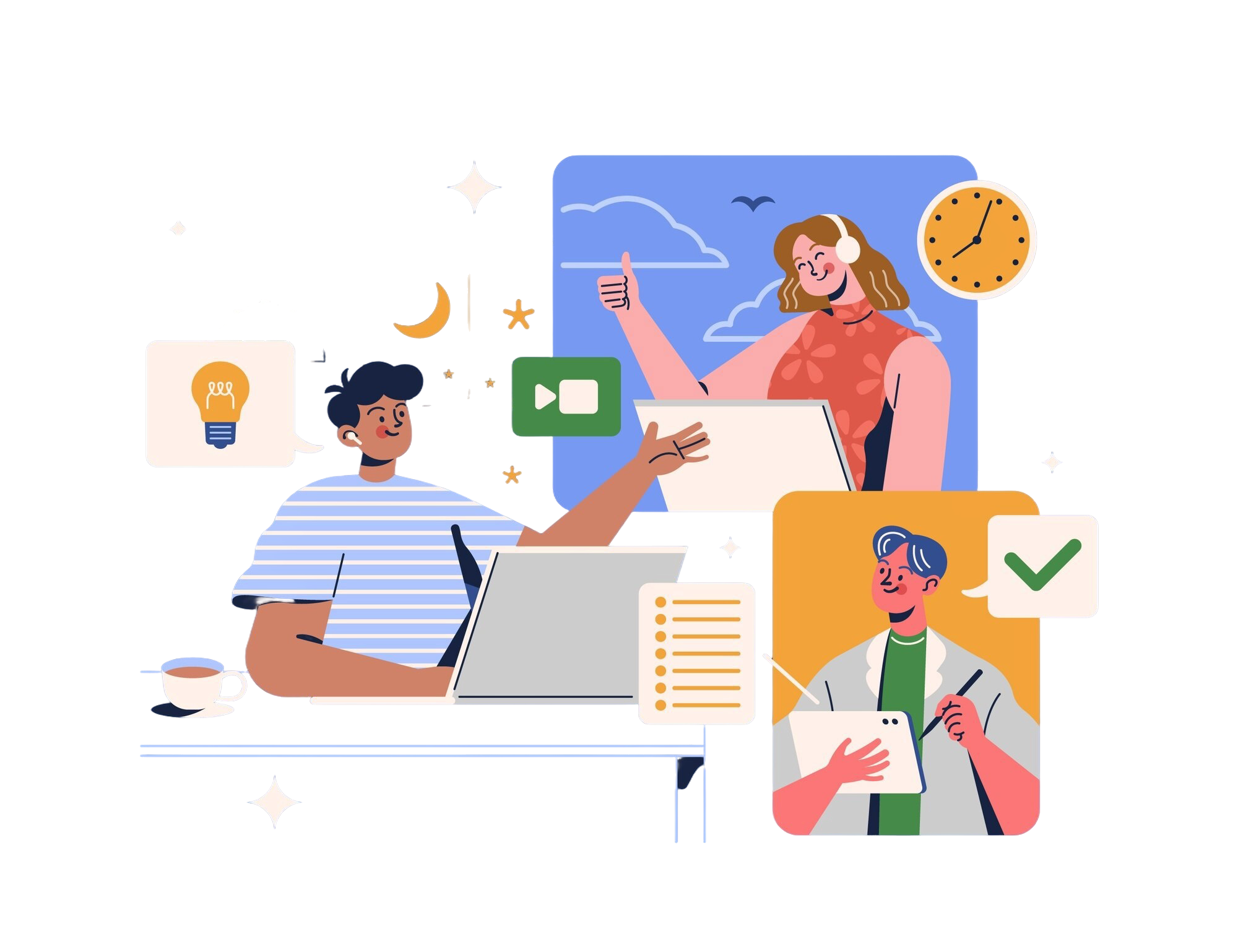 flat illustration business asynchronous work